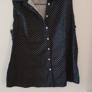 22W Jessica London Black/White Polka Dot Sleeveless Blouse